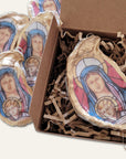 Madonna & Child Oyster Shell Ornament • Stained Glass