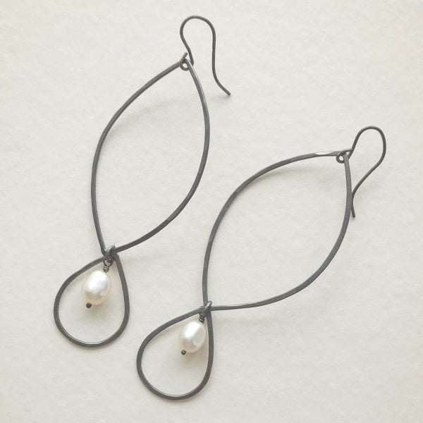 Marquise Drop Earrings • Pearl