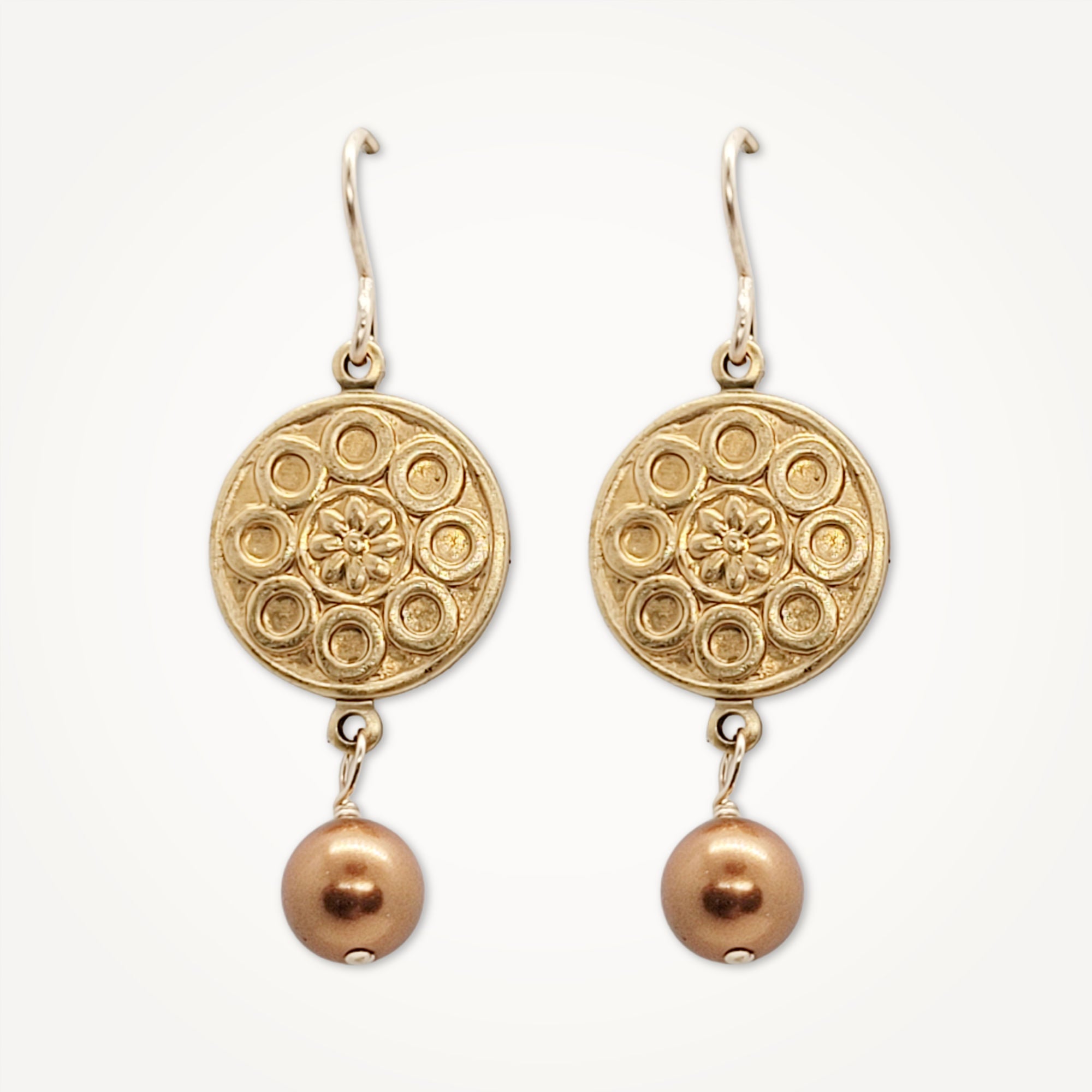 Petite Medallion Earrings •  Colored Pearl