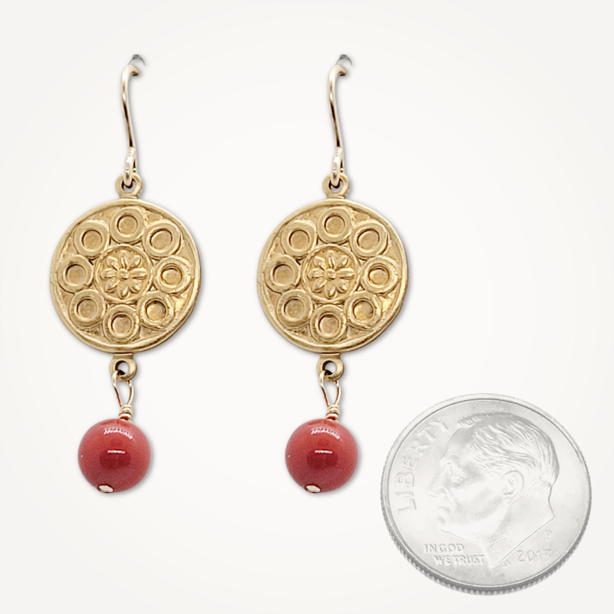 Petite Medallion Earrings •  Colored Pearl