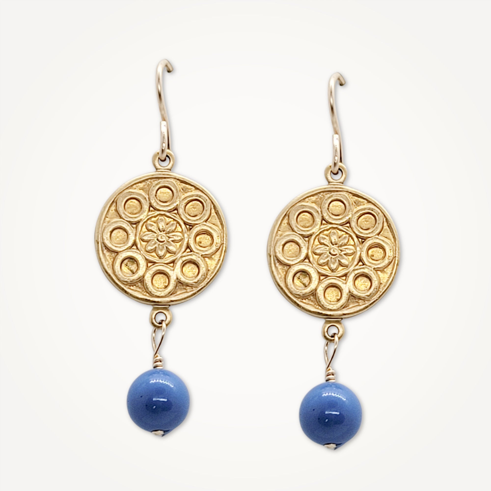 Petite Medallion Earrings •  Colored Pearl