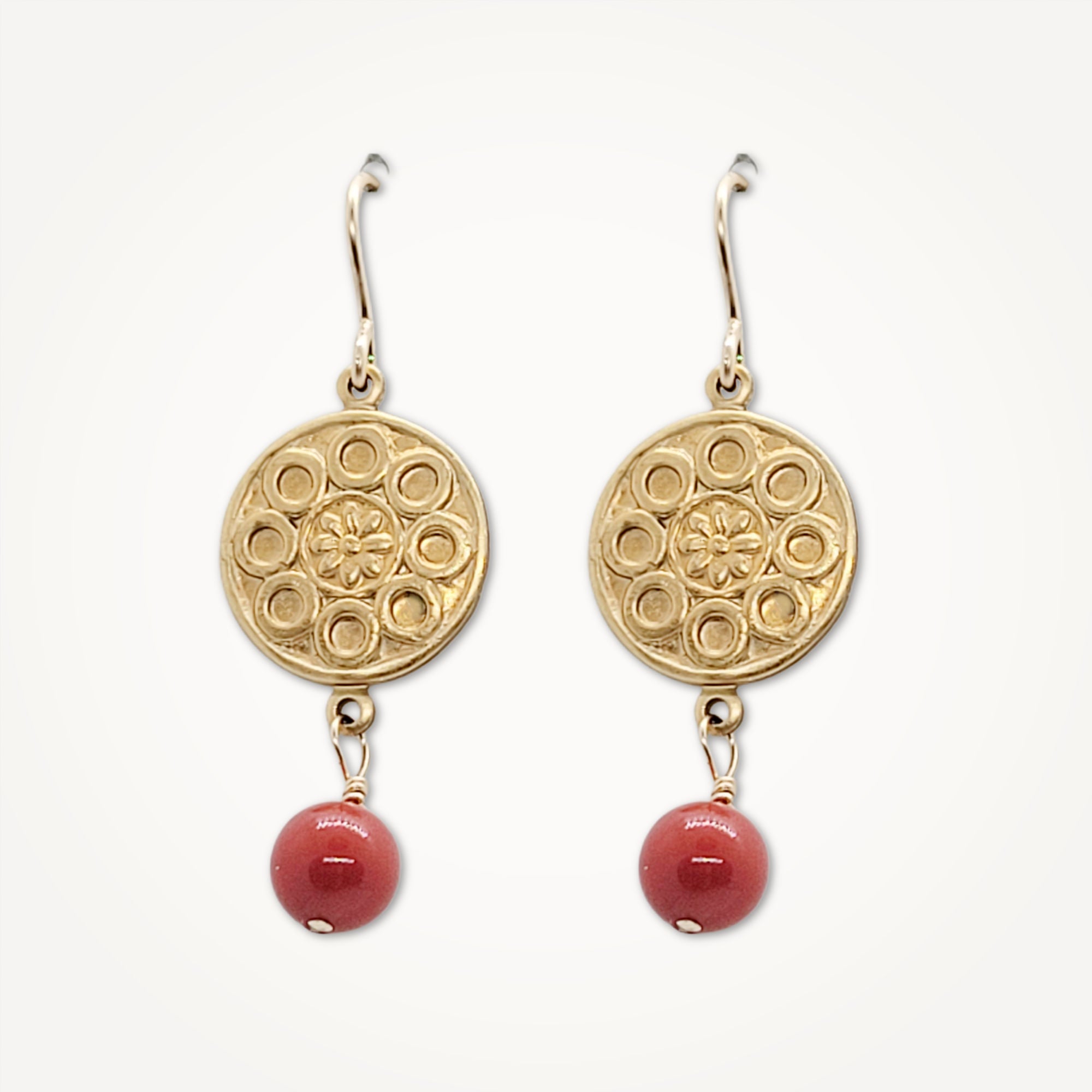 Petite Medallion Earrings •  Colored Pearl