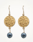 Petite Medallion Earrings •  Colored Pearl