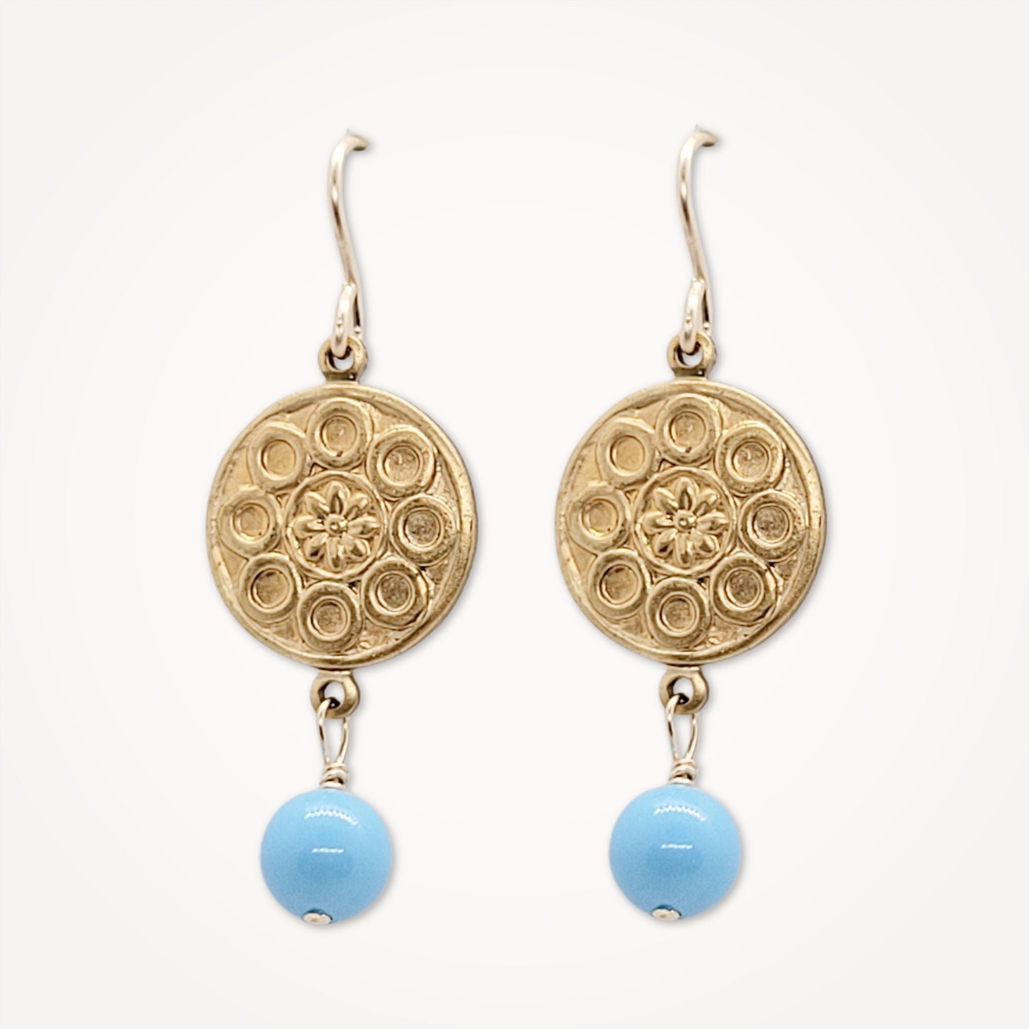 Petite Medallion Earrings •  Colored Pearl