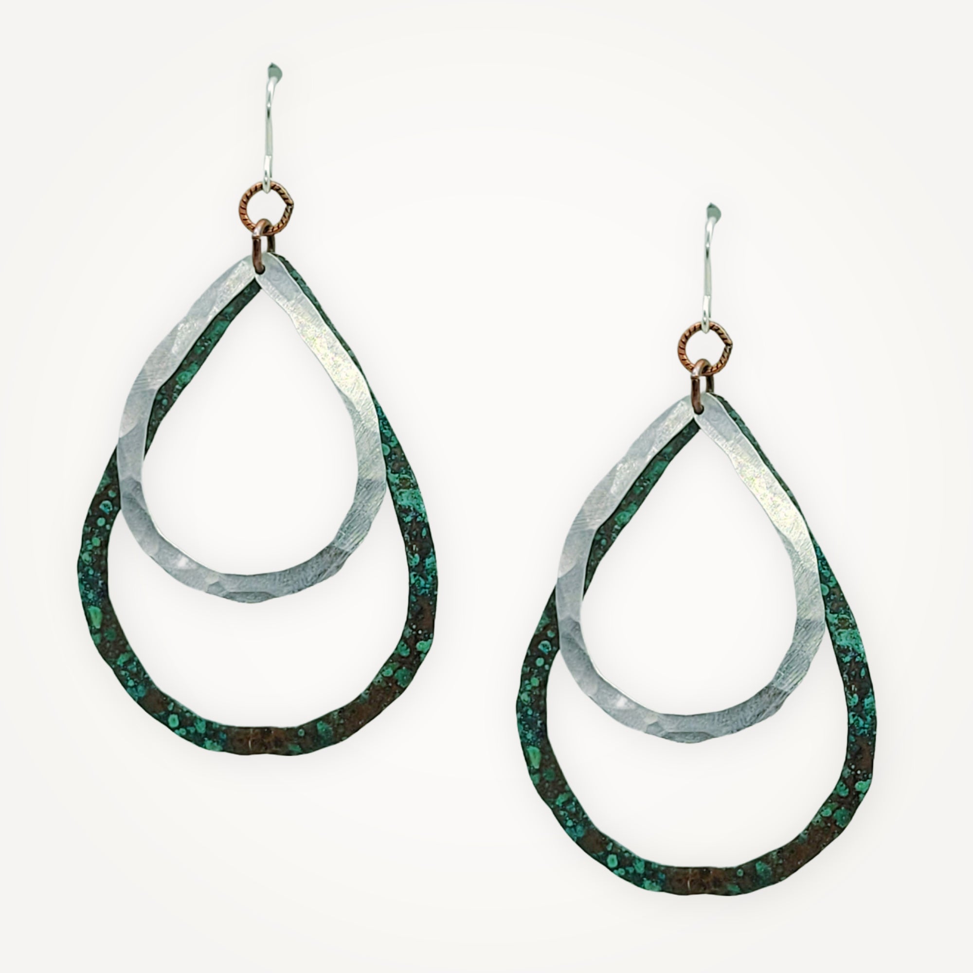 Mixed Metal Organic Teardrop Earrings