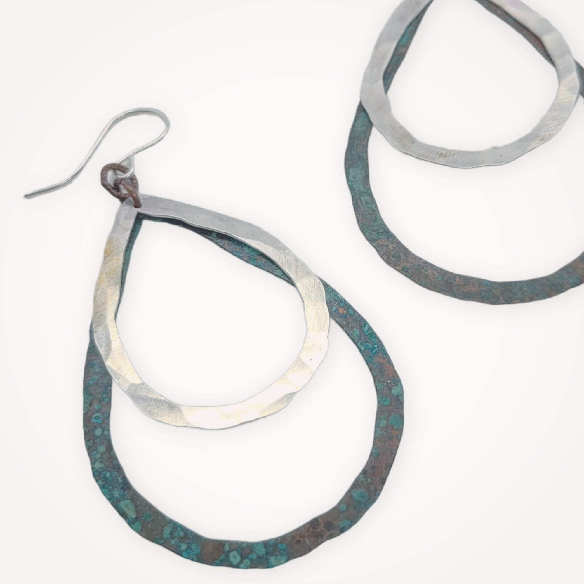 Mixed Metal Organic Teardrop Earrings