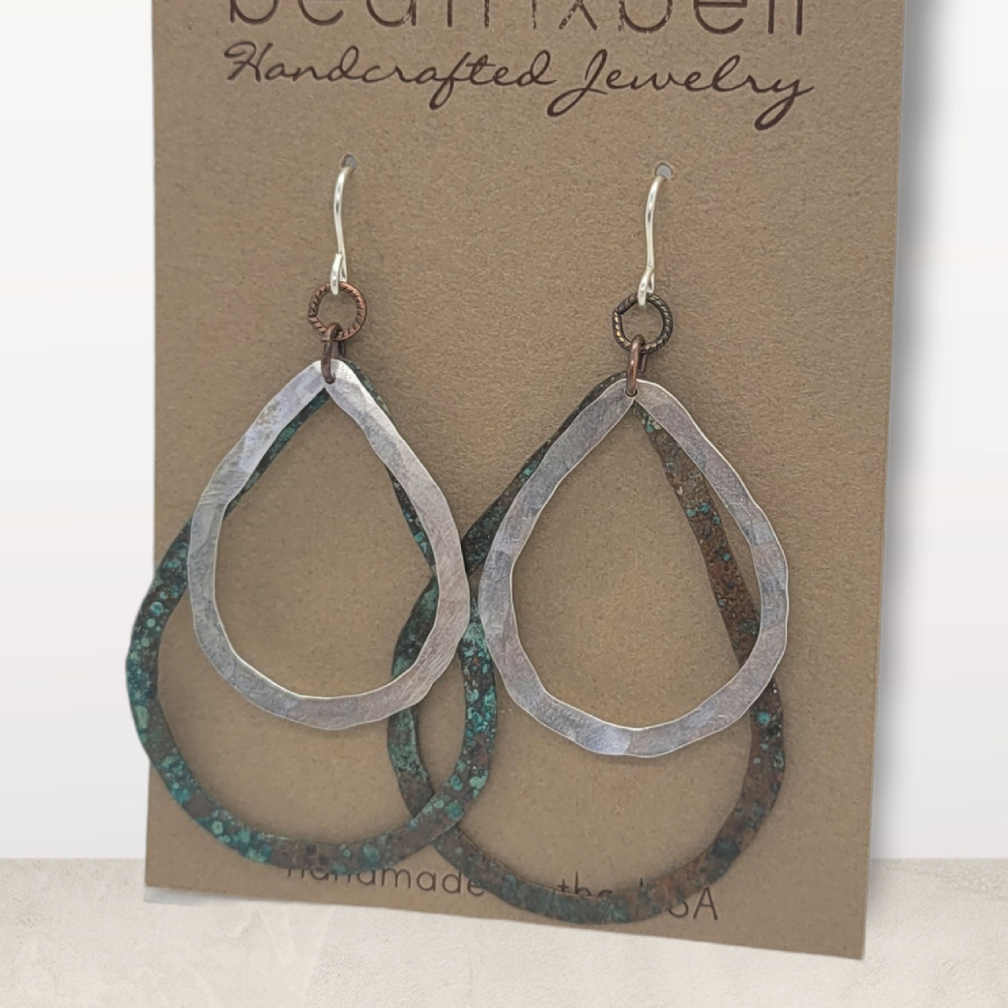 Mixed Metal Organic Teardrop Earrings