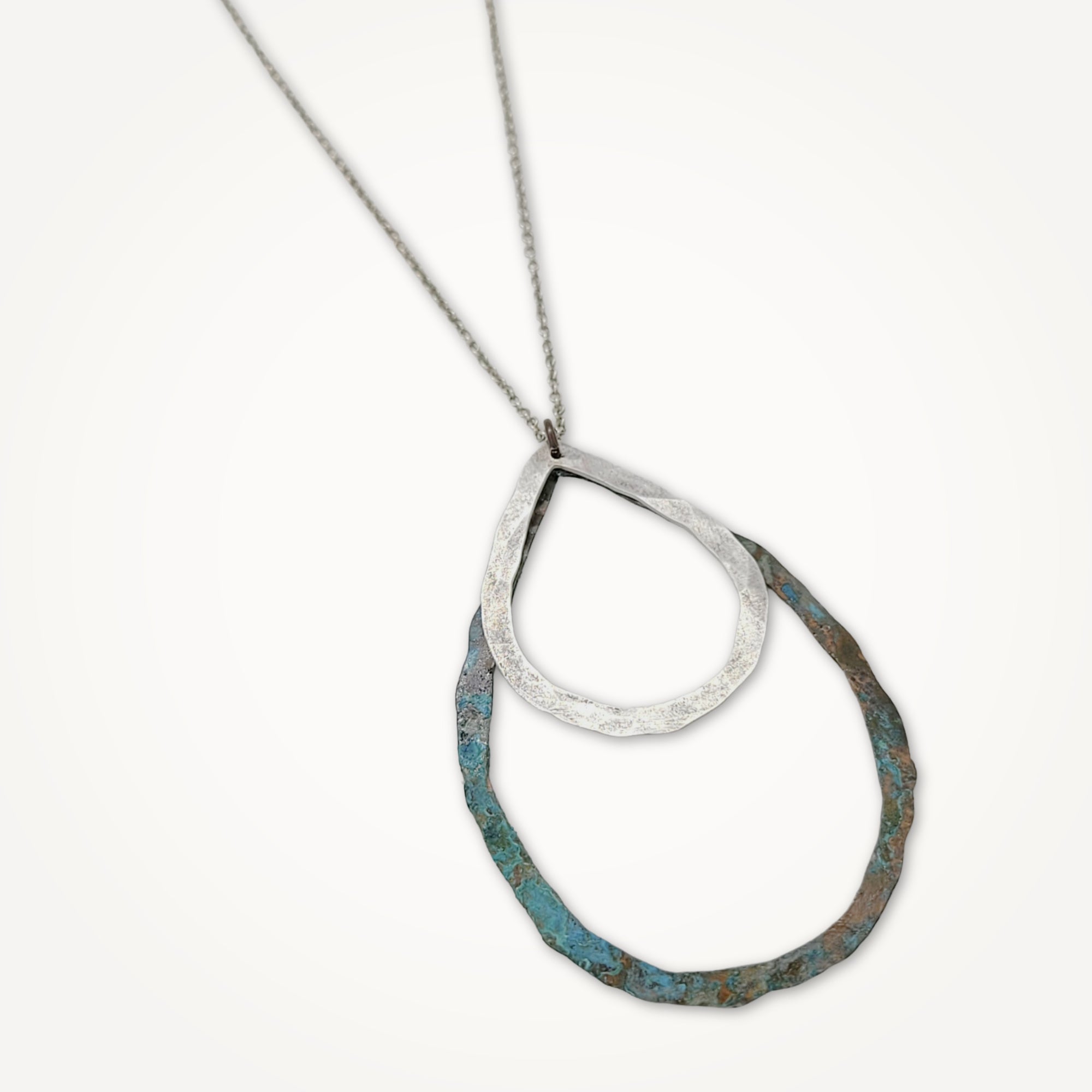 Mixed Metal Organic Teardrop Necklace