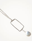 Vertical Frame Necklace • Coin Pearl