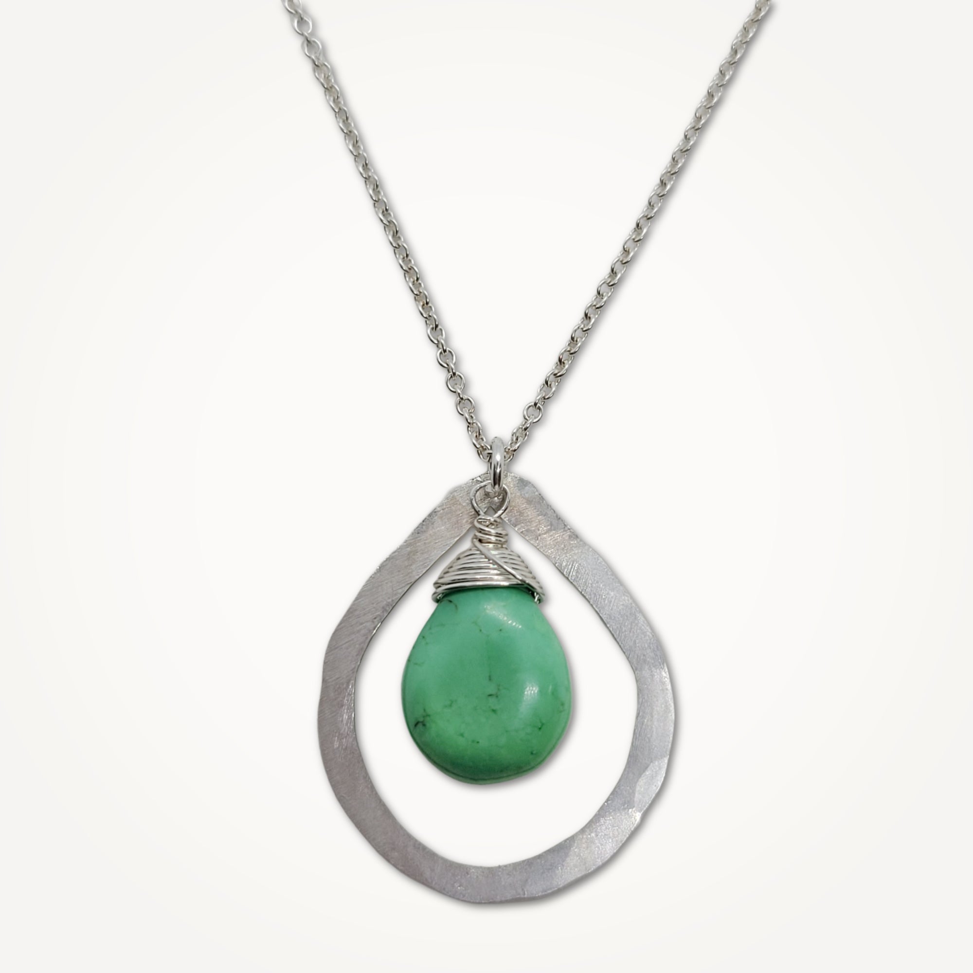 Organic Teardrop Necklace • Green Turquoise