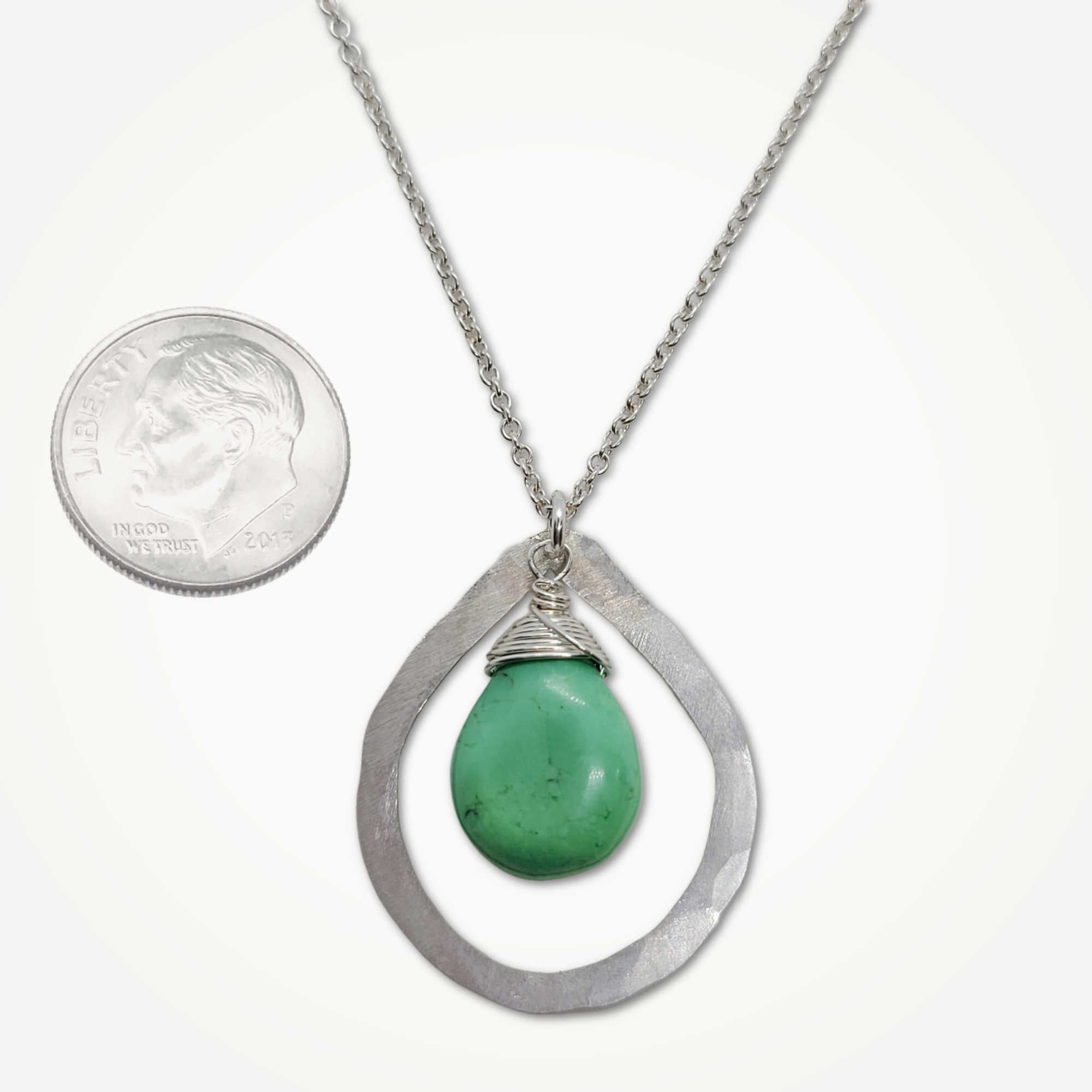Organic Teardrop Necklace • Green Turquoise
