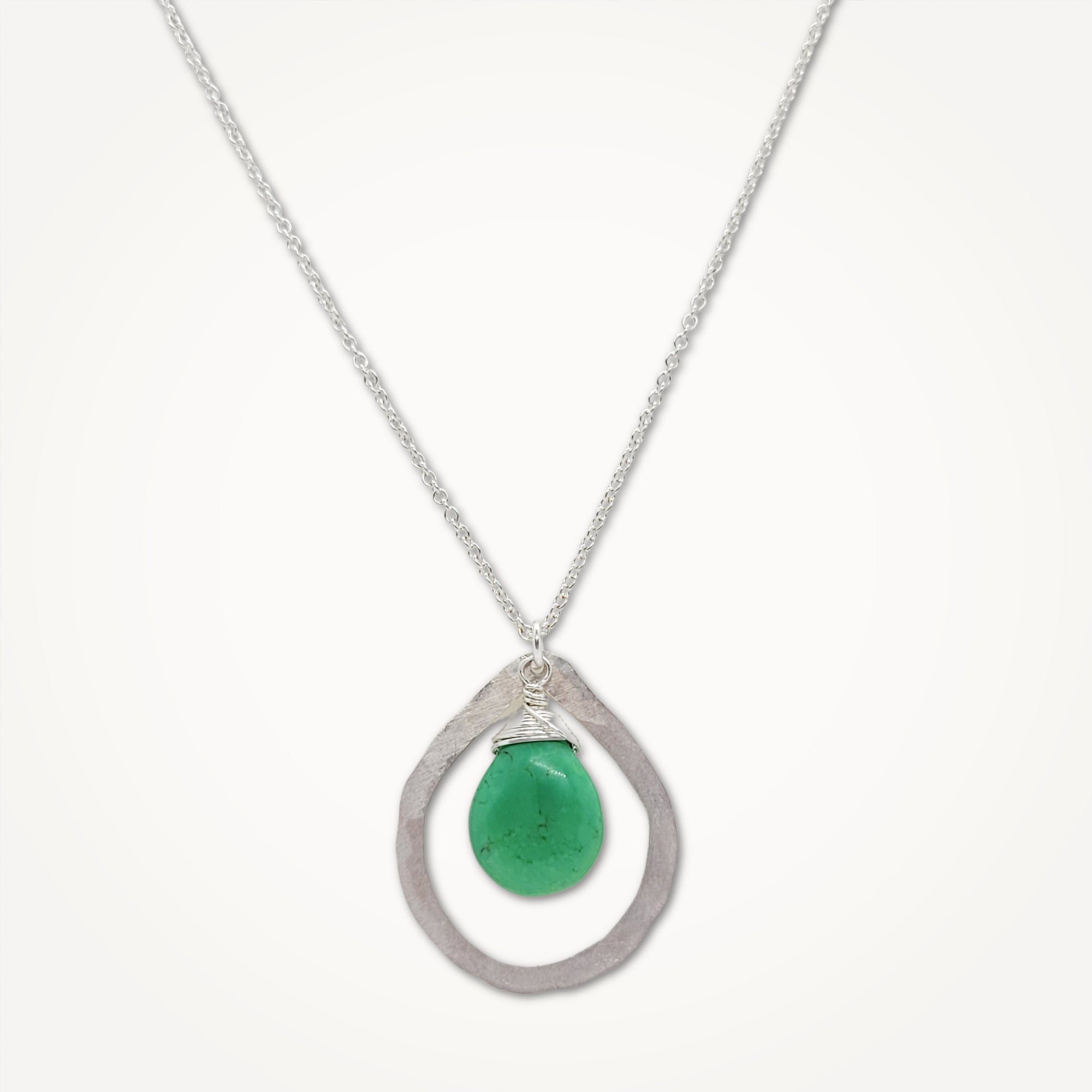 Organic Teardrop Necklace • Green Turquoise