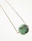 Gold + Delicate • Octagon Necklace in Green