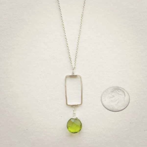 Vertical Frame Necklace • Spring Green Quartz