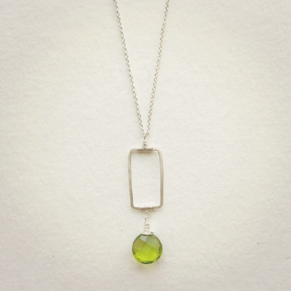 Vertical Frame Necklace • Spring Green Quartz