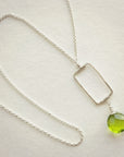 Vertical Frame Necklace • Spring Green Quartz