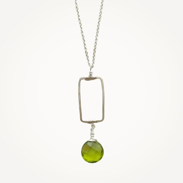 Vertical Frame Necklace • Spring Green Quartz