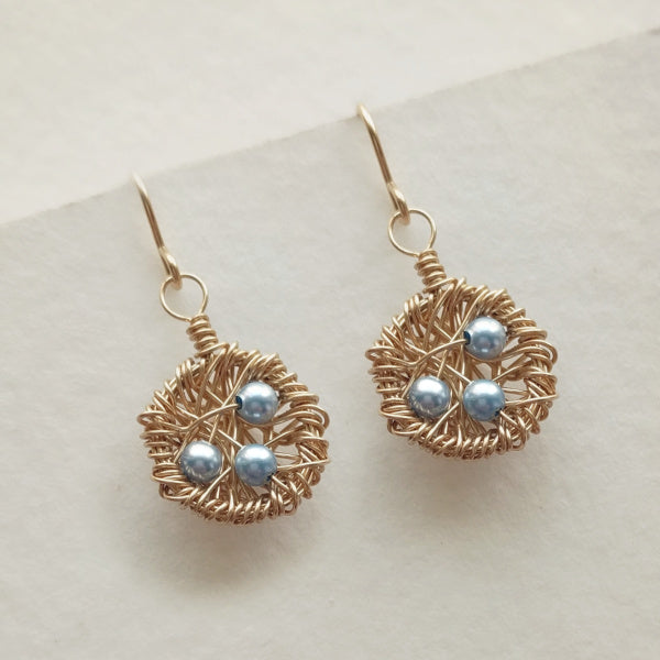 Gold Nest Earrings  • Choice of Pearls