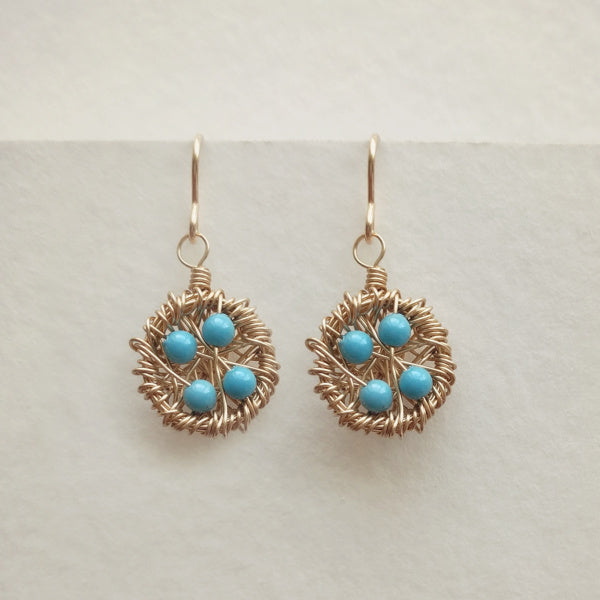 Gold Nest Earrings  • Choice of Pearls