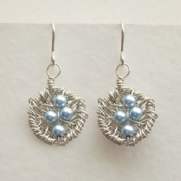 Silver Nest Earrings  • Choice of Pearls