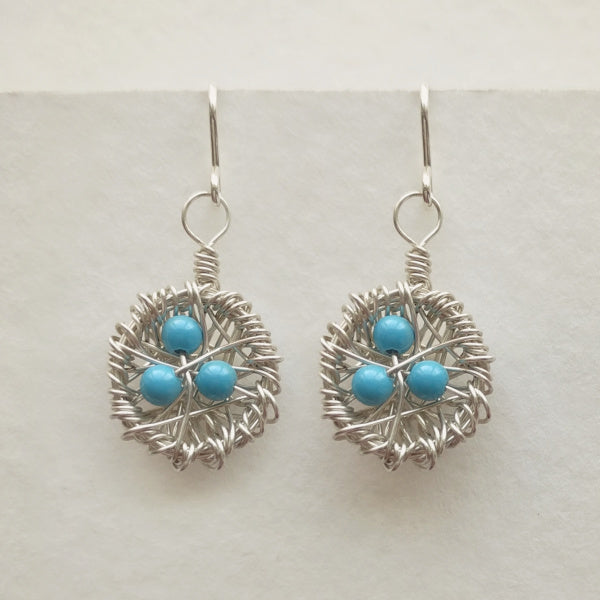 Silver Nest Earrings  • Choice of Pearls