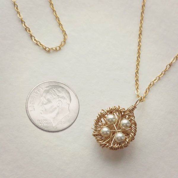 Gold Nest Necklace • Choice of Pearls
