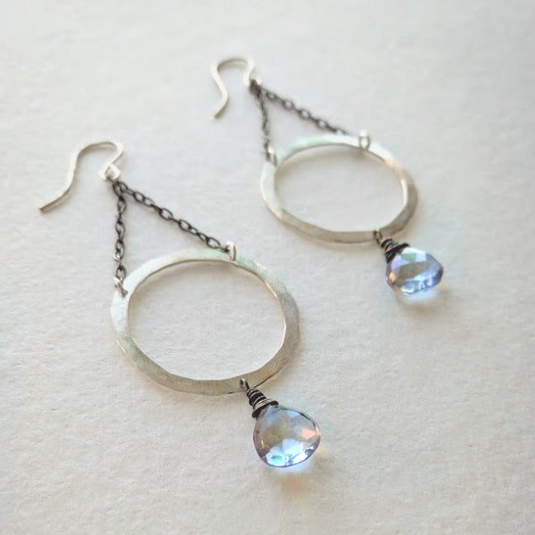 Organic Drop Earrings • Ice Blue Quartz