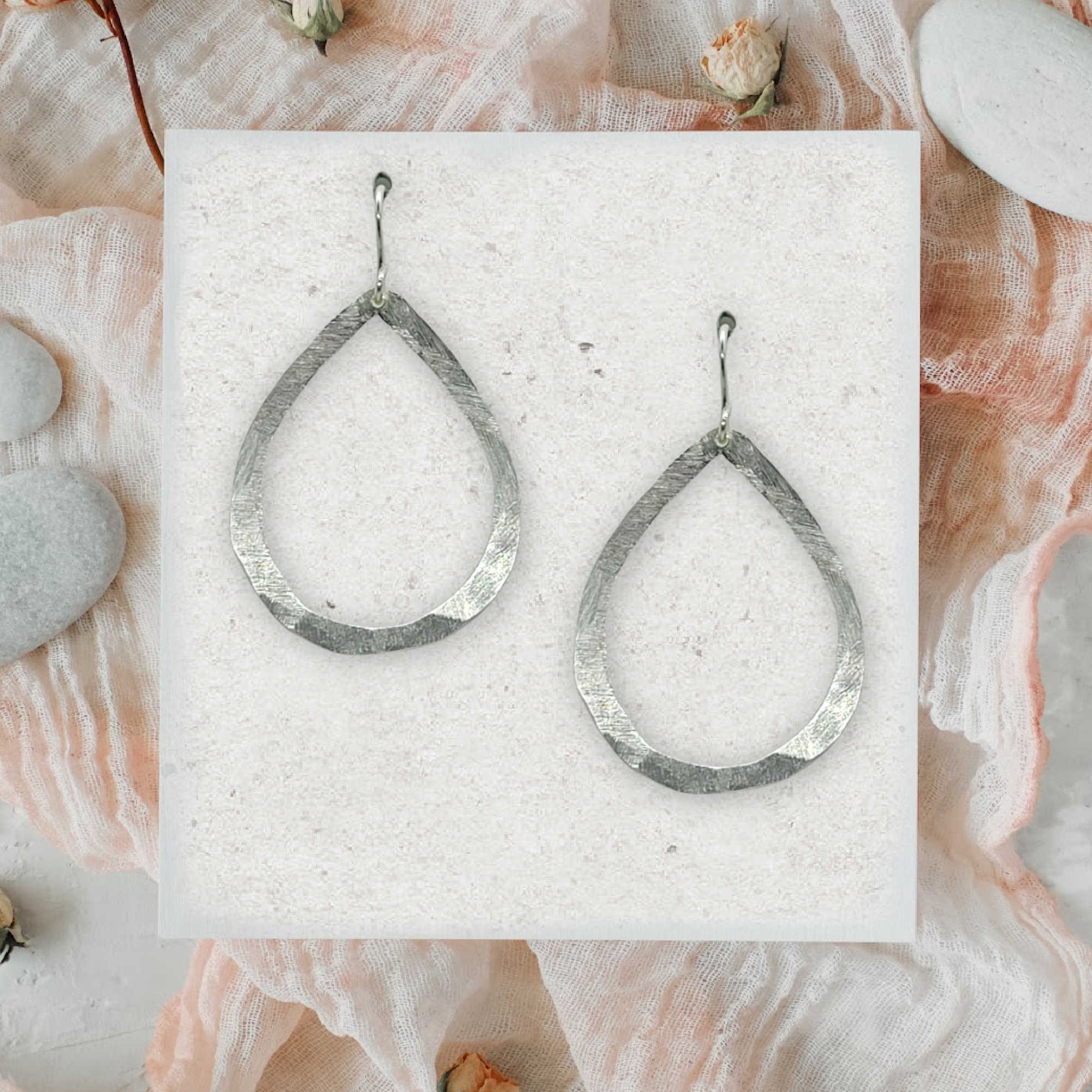 Organic Teardrop Earrings • Medium