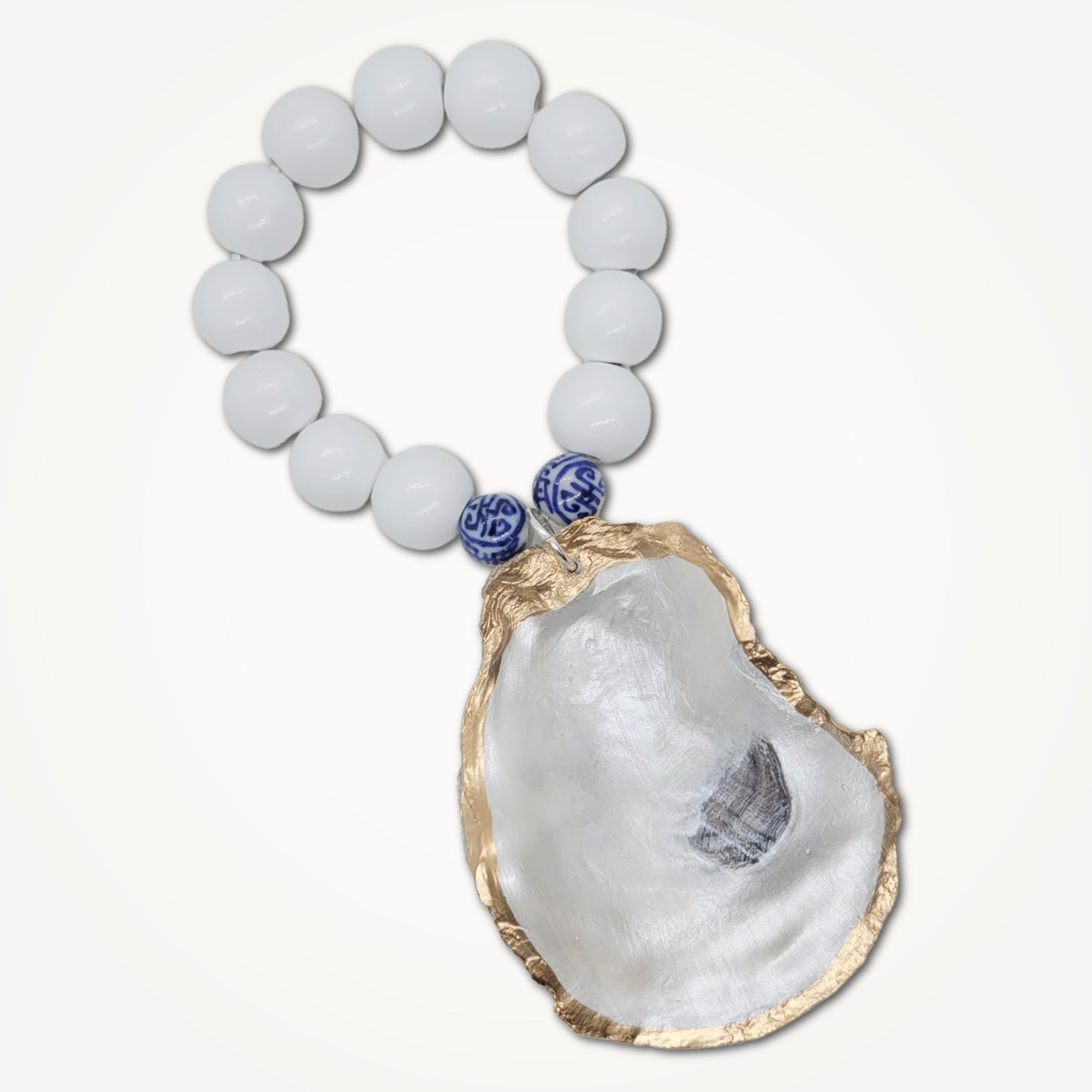 Opalescent Oyster Porcelain Beads • Wine Bottle Charm or Napkin Holder