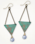 Patina Triangle Earrings • Gemstone