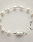 Wire Wrap Silver Peapod Bracelet • 1,2,3 or 4 pearls