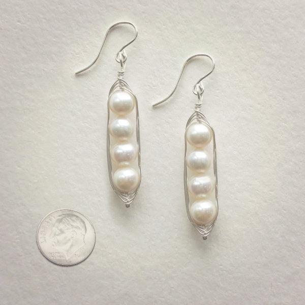 Silver Peapod Earrings • Four Peas