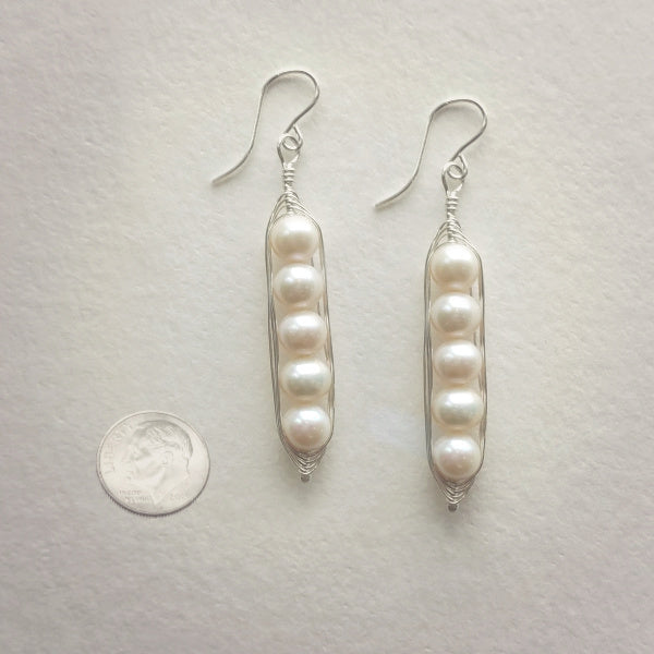 Silver Peapod Earrings • Five Peas
