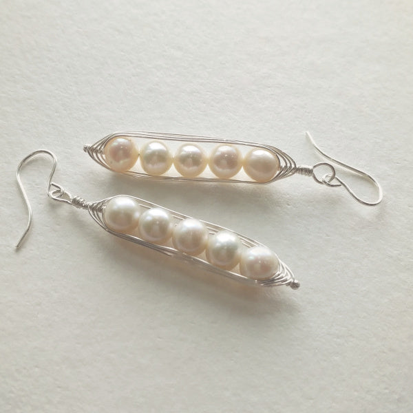 Silver Peapod Earrings • Five Peas