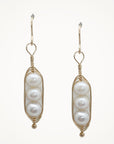 Gold Peapod Earrings • Three Peas