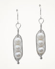 Silver Peapod Earrings • Three Peas