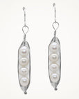 Silver Peapod Earrings • Four Peas
