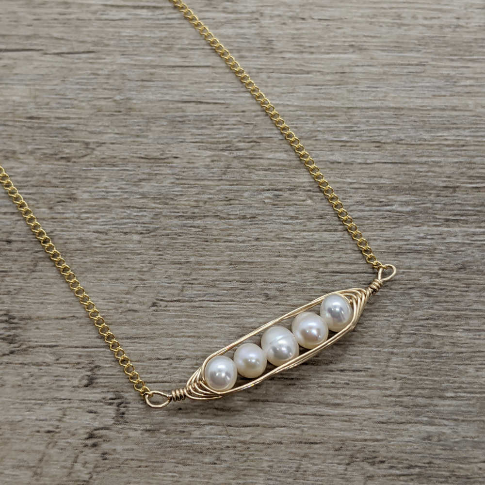 Tiny Gold Peapod Necklace • Your Choice of Peas