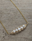 Tiny Gold Peapod Necklace • Your Choice of Peas