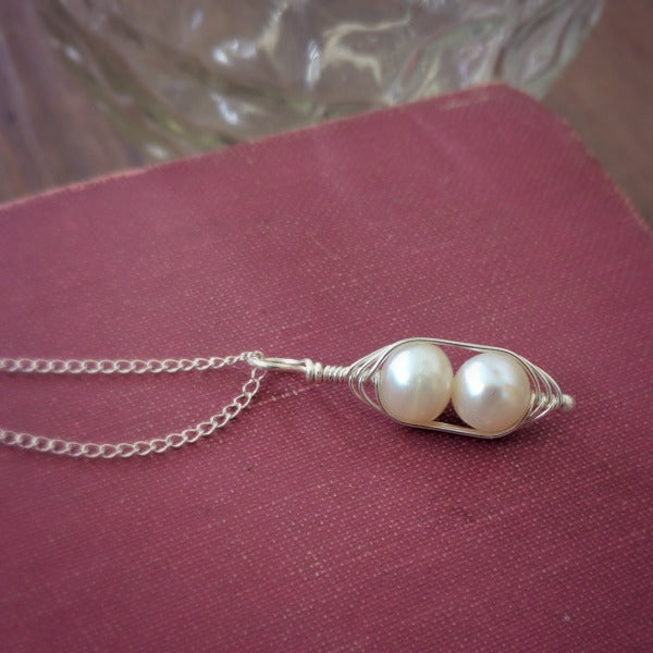 Silver Peapod Necklace • Your Choice of Peas