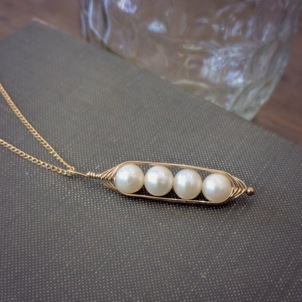 Gold Peapod Necklace • Your Choice of Peas