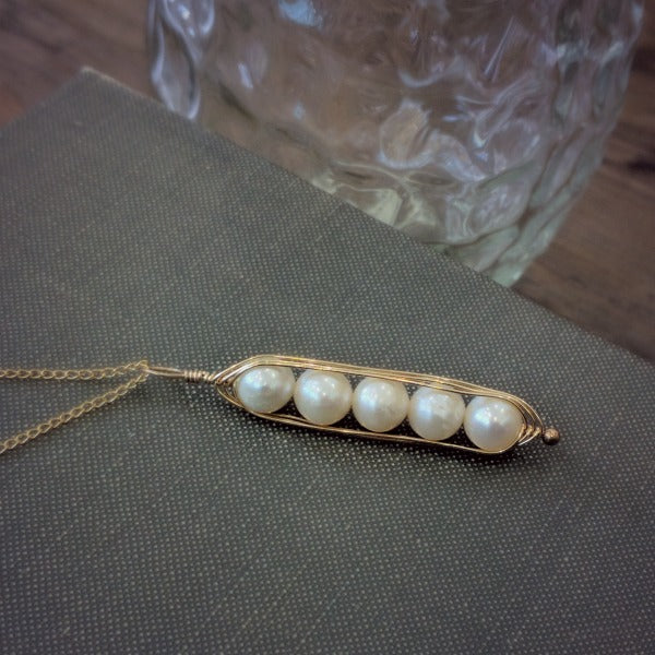 Gold Peapod Necklace • Your Choice of Peas