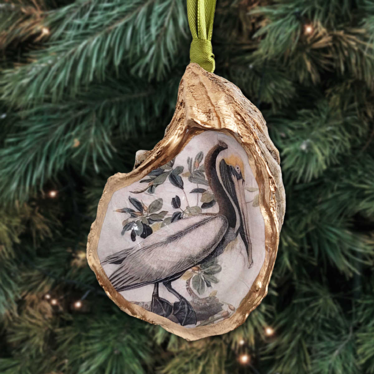Pelican Ornament • Oyster Shell