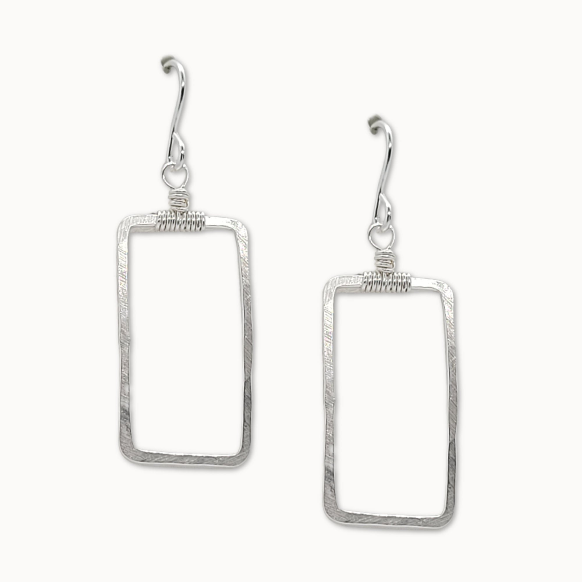Sterling silver rectangle shop earrings