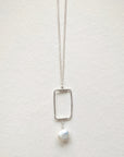 Vertical Frame Necklace • Coin Pearl