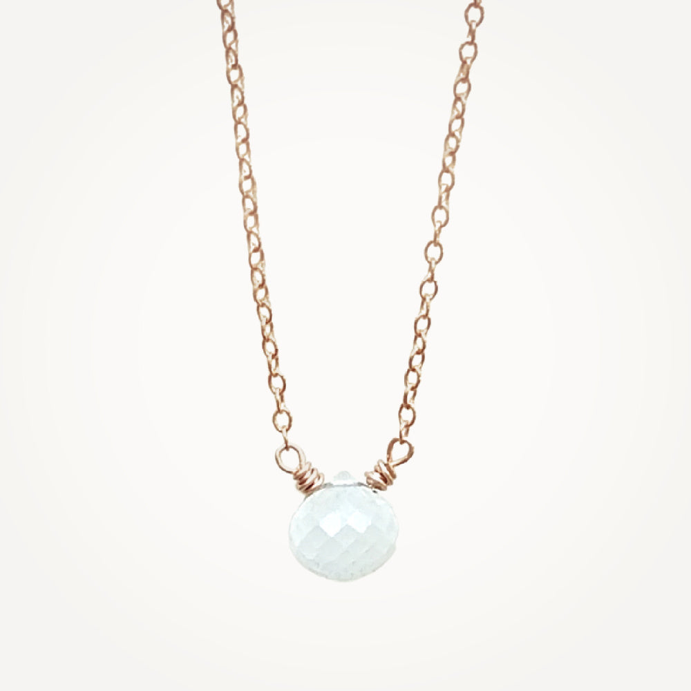 Moonstone + Rose Gold Gem Necklace