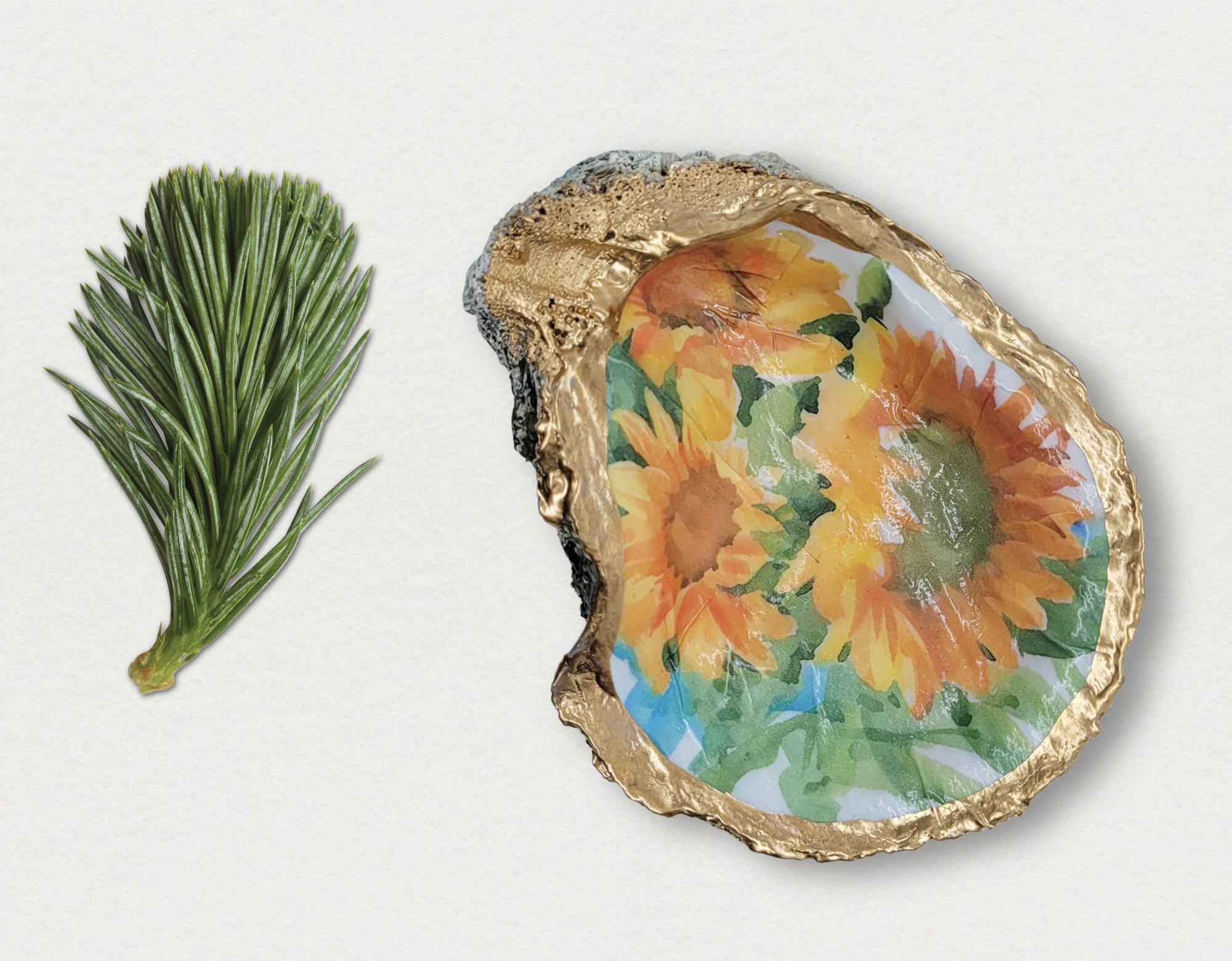 Watercolor Floral Ring Dish • Oyster Shell