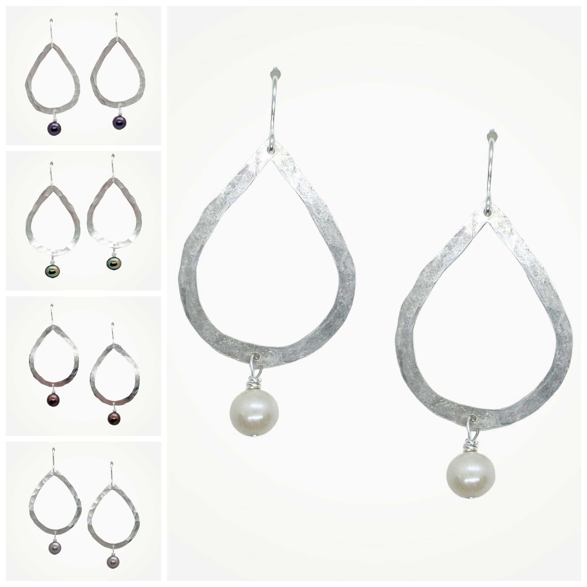 Organic Teardrop Earrings • Choice of Pearl