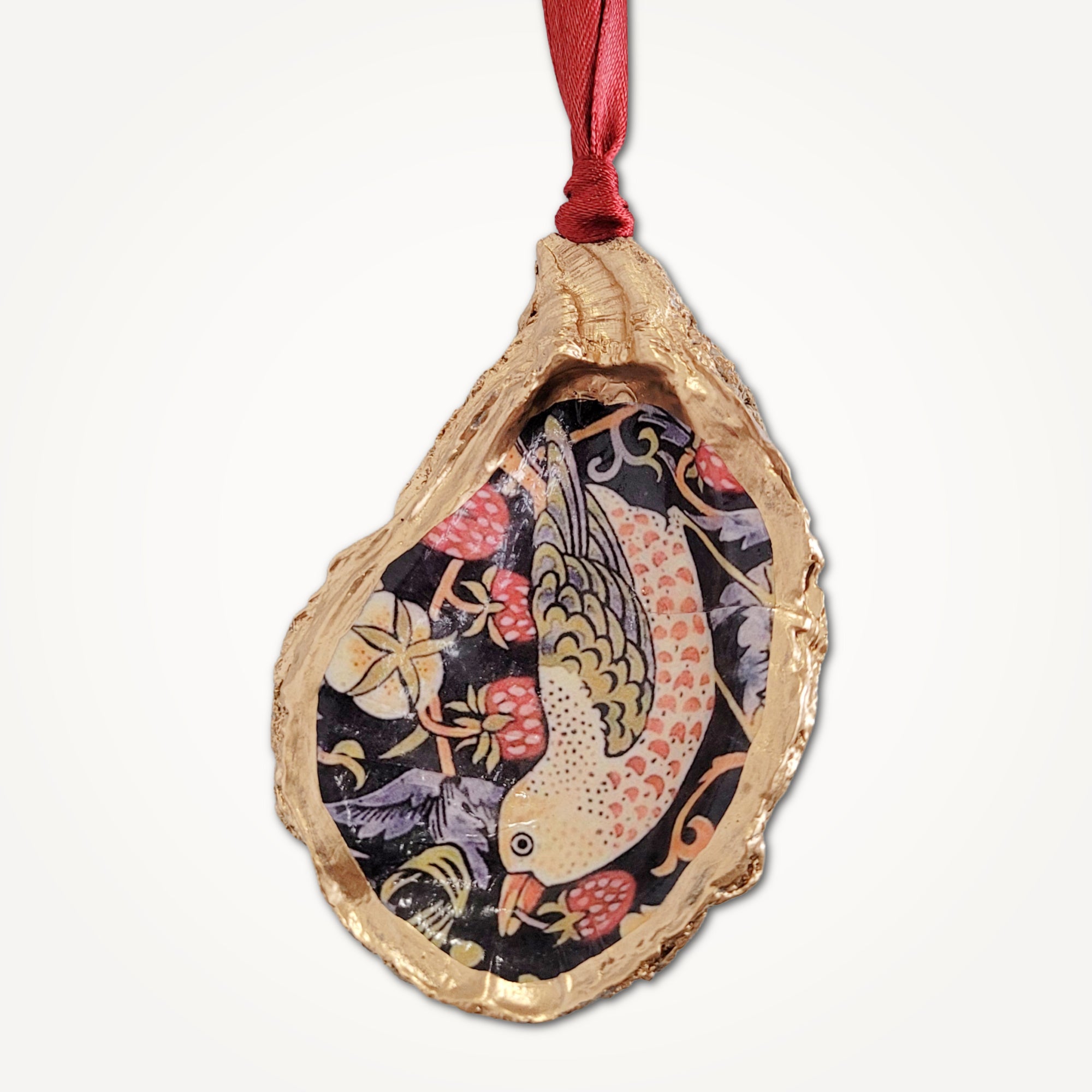 William Morris Strawberry Thief • Oyster Shell Ornament