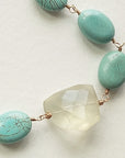Turquoise Citrine Bronze Wire Wrap Necklace